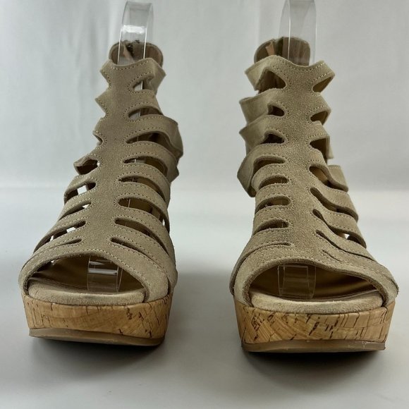 Cordani Made in Italy Electra Wedge Suede Cage Platform Sandal - Picture 3 of 16